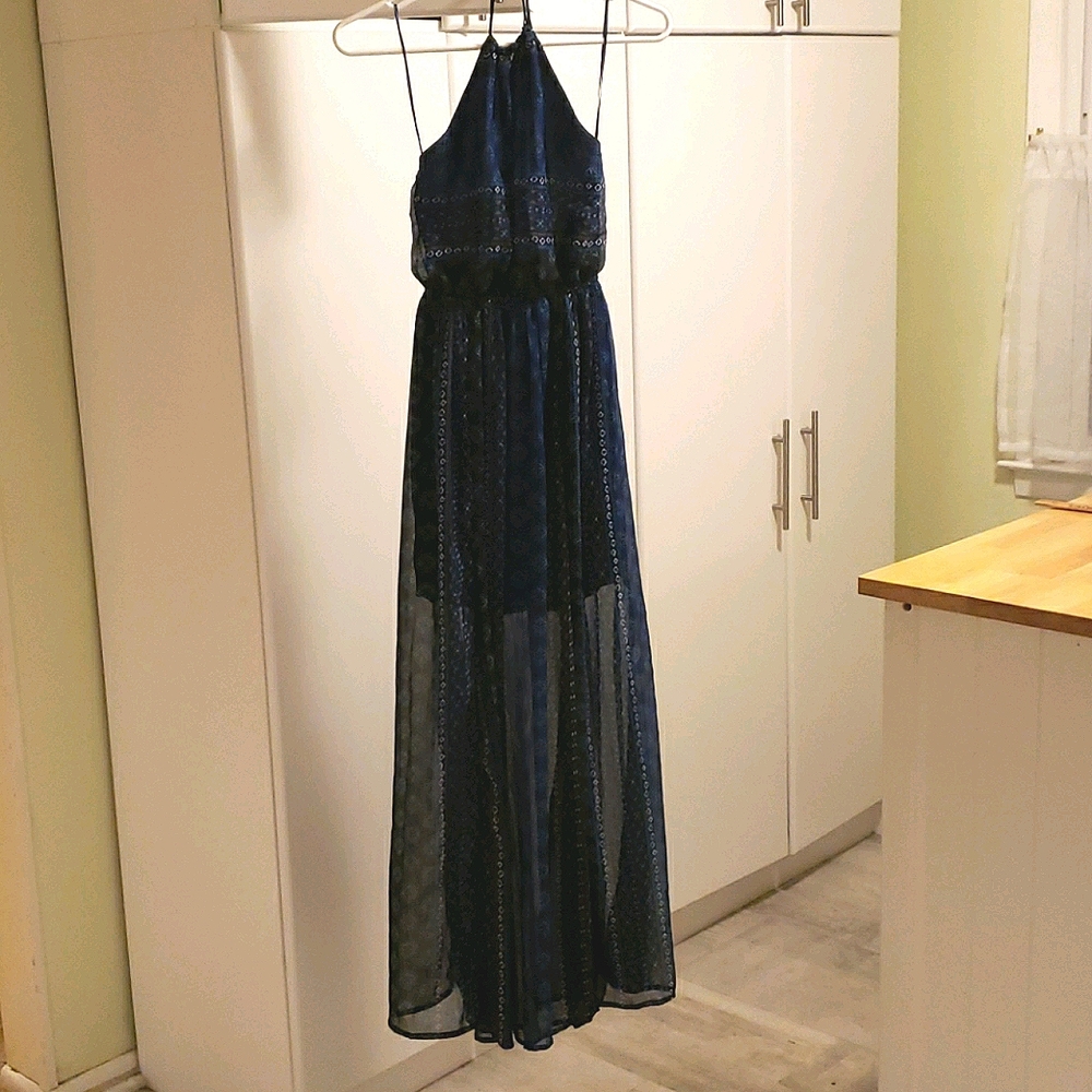 Hollister Long Blue and Multi Maxi Dress